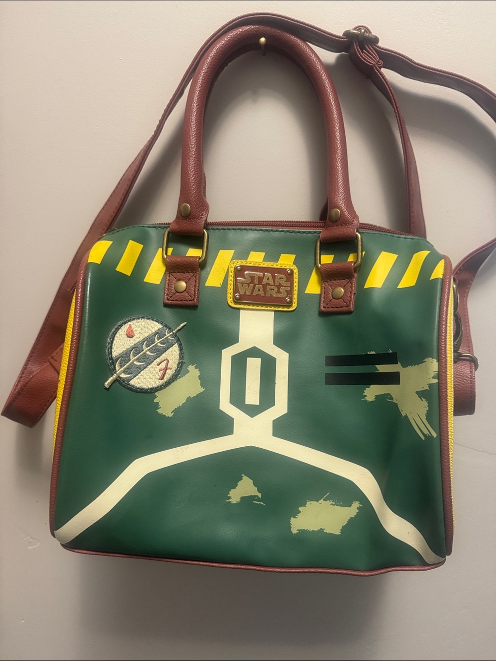Star Wars Green Messenger Bag with Brown Trim and Yellow Accents